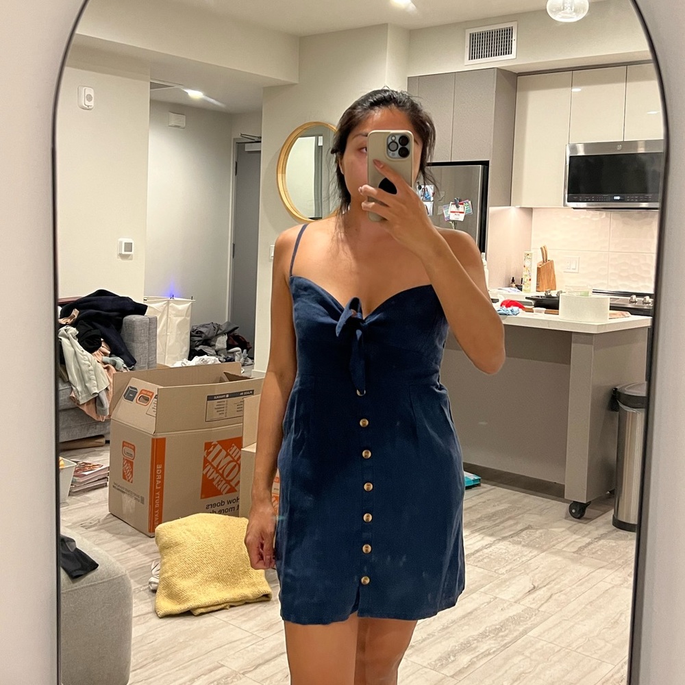 faithfull the brand - blue dress with front knot